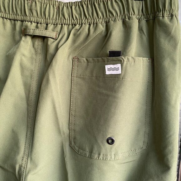 Trunks Surf & Swim Co Mens Multi Purpose Short 6.5 in Sz S Army Green Jacquard - Picture 9 of 12